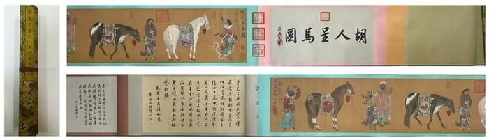 Chinese Drawing Character Story and Horse Hand Scroll,Song Huizong Mark