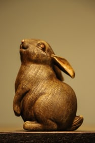 Purple Clay Carved Rabbit Shape Figure