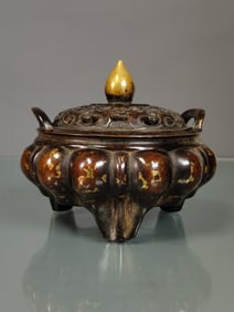 Bronze Sprinkling Gold Double Ears Incense Burner