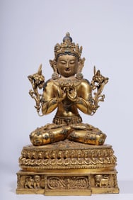 Gilt Bronze Inlaid Turquoise White Tara Figure