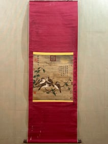 Chinese Drawing Flower and Bird Silk Painting,Song Huizong Mark