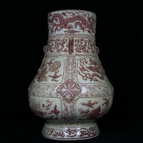 Red Inglazed Dragon and Phoenix Pattern
