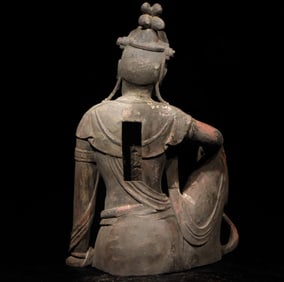 Wood Colour Painted Avalokitesvara Figure
