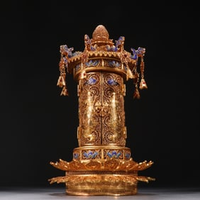 Gilt Silver Carved Flower and Buddha Pattern Buddha Niche