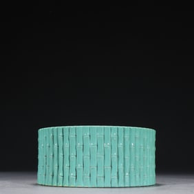 Turquoise Green Glazed Bamboo Shape Porcelain Washer