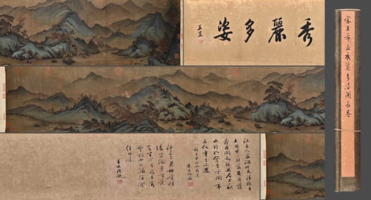 Chinese Drawing Landscape Hand Scroll,Wang Ximeng Mark