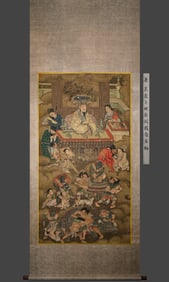 Chinese Drawing Character Story Silk Painting,Wu Daozi Mark