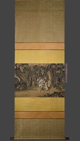 Chinese Drawing Tree and Character Story Silk Painting,Liu Songnian Mark
