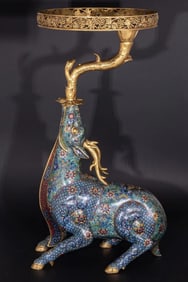 Bronze Cloisonne Carved Flower Pattern Deer Shape Figure