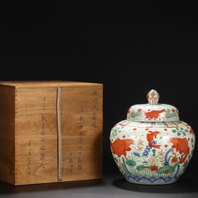Wucai Fish Pattern Porcelain Lid Pot