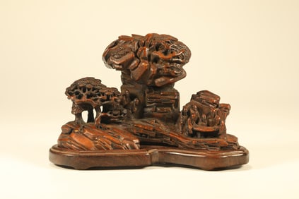 Bamboo Carved Landscape and Character Story Pen Holder
