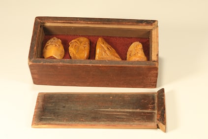 Group of Four Shoushan Tianhuang Carved Plum Flower and Orchid & Bamboo & Chrysanthemum Stone Seal