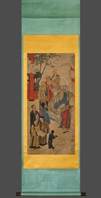 Chinese Drawing Character Story Silk Painting,Ding Guanpeng Mark