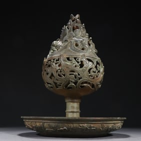 Chinese Bronze Carved Dragon Pattern Incense Burner