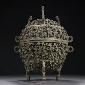 Chinese Bronze Carved Dragon Pattern Lid Pot