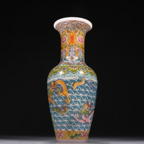 Glassware Carved Dragon and Flower Pattern Vase