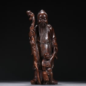 Huanghuali Wood Carved Character Figure