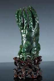Jasper Jade Carved Buddha Hand Fruit Shape Ornament