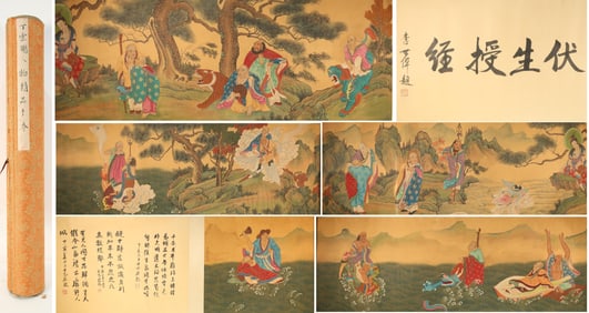Chinese Drawing Character Story Hand Scroll,Ding Yunpeng Mark