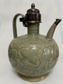 Yaozhou Ware Carved Flower Pattern Porcelain Pot