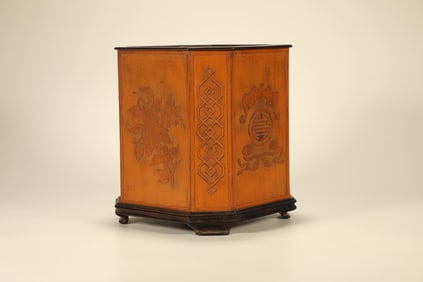 Red Sandalwood Inlaid Bamboo Carved Eight Treasure Pattern Brush Pot