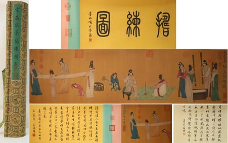 Chinese Drawing Beauty Story Hand Scroll,Song Huizong Mark