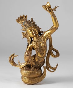 Gilt Bronze Sarasvati Figure