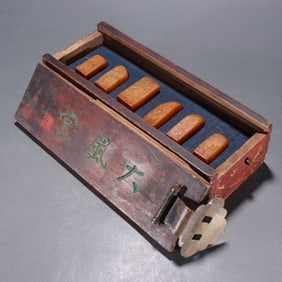 Group of Six Shoushan Carved Flower and Tree Pattern Stone Seal