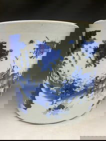 Blue and White Character Story Pattern Porcelain Brush Pot