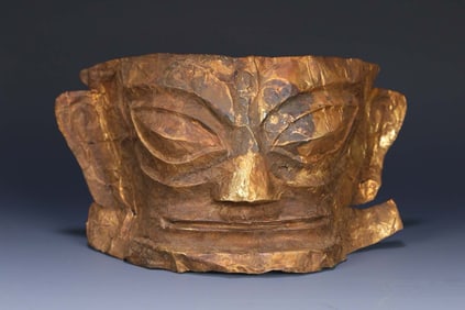 Solid Gold Carved Mask Ornament