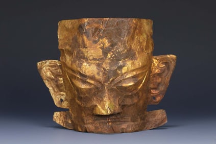Solid Gold Carved Mask Ornament