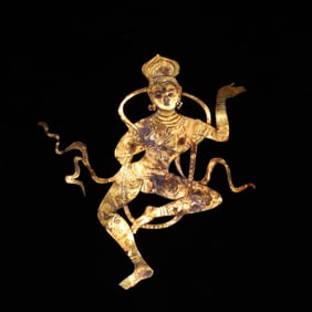 Solid Gold Carved Flying Beauty Pattern Ornament
