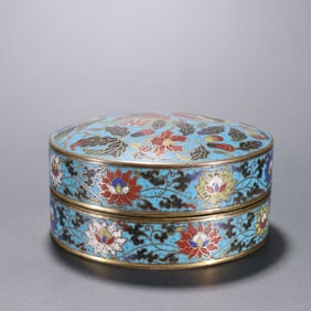 Bronze Cloisonne Carved Flower Pattern Lid Box