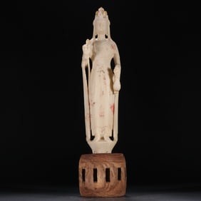 White Stone GuanYin Figure
