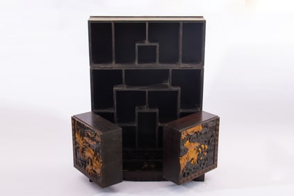Red Sandalwood Carved Cloud and Dragon Pattern Lid Box