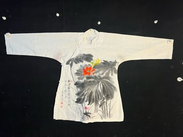 Chinese Drawing Lotus Flower Clothes,Zhang Daqian Mark