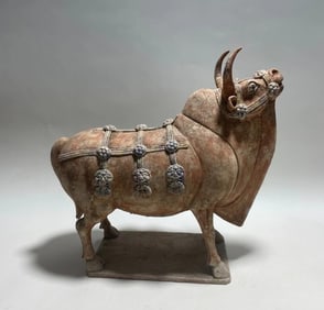 Pottery Carved Ox Shape Figure