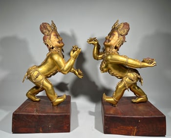 Pair of Gilt Bronze Vajrapani Figure