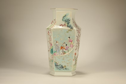 Famille Rose Character Story Pattern Porcelain Vase