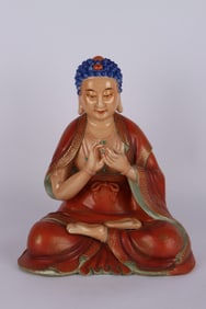 Orange Draw Gold Drawing Porcelain Sakyamuni Figure