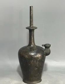 Chinese Bronze Gold and Silver Inlaid Carved Cloud Pattern Vase