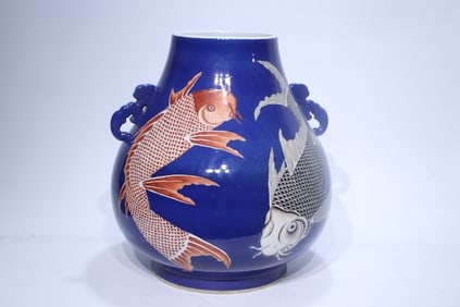 Famille Rose Fish Pattern Porcelain Vase