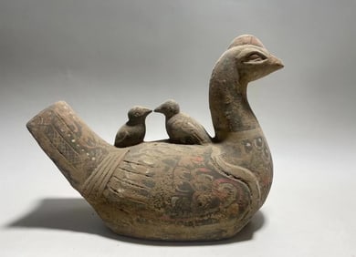 Pottery Carved Bird Shape Figure