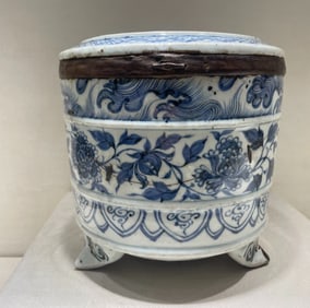 Blue and White Flower Pattern Porcelain Incense Burner