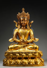 A Gilt-Bronze Amitayus Statue