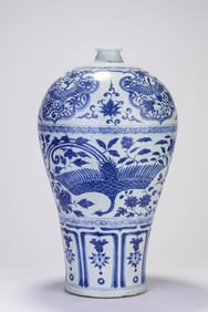A Porcelain Blue and White Phoenix Meiping Vase