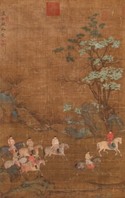 A Chinese Scroll of Painting by Song Huizong