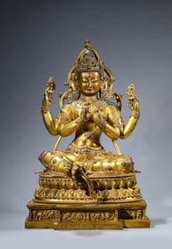 A Tibetan Dansatil Style Four-Armed Maha Statue