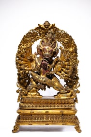 A Gilt-Bronze Yamantaka Statue
