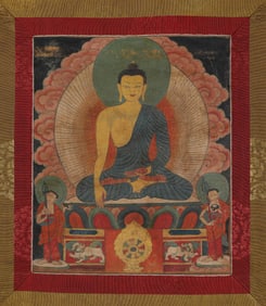 A Thangka of Sakyamini Statue